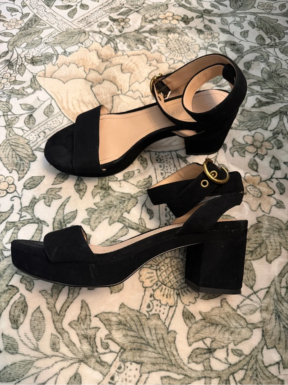 Coach Serena Sandal Black Suede Platform 7.5